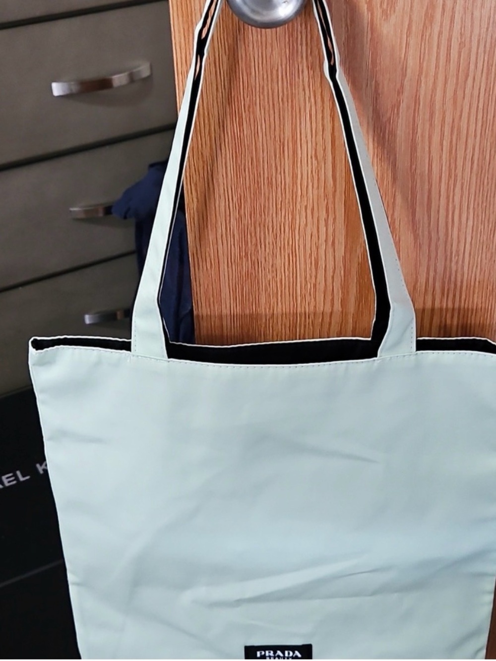 Prada Mint and Black Reversible Tote